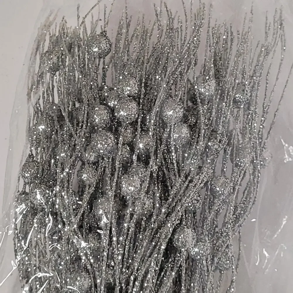 Silver Glitter Berry Stems - Holiday Home Decor Bundle
